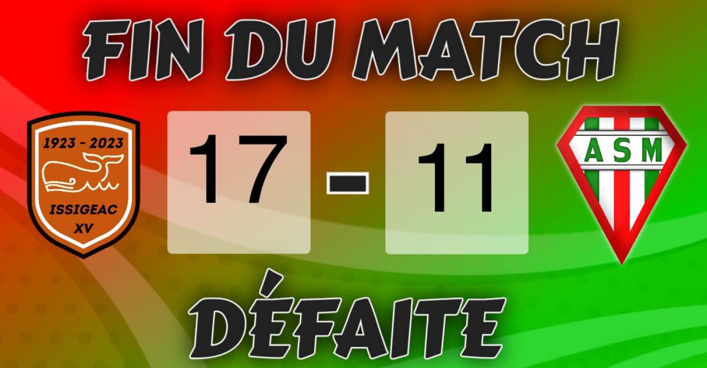 16 octobre défaite à Issigeac 11-17. Retour sur terre chez les seconds par beau temps pelouse parfaite. Entame de match favorable aux locaux qui privent les Miramontais de ballons et marquent rapidement un essai. Ecart maintenu jusqu'à la fin malgré les efforts miramontais en deuxième mi-temps. Belle partie des réserves en lever de rideau remportée par Issigeac (29 à 7)
