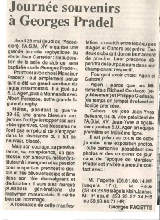 art. Inauguration de la salle Georges Pradel 1991