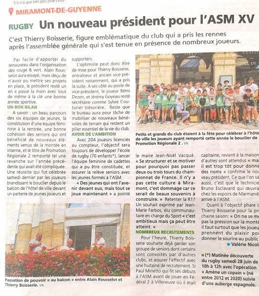 Nouveau president ASM