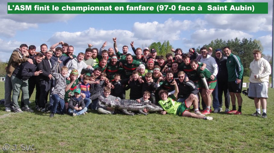 97-0 l'ASM termine le championnat en fanfare face à Saint - Aubin et finit cinquième de la poule 4. Photos en fin de diaporama (Jo Suc)