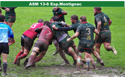 23 novembre: ASM 13-6 Espér.Montignac. Malgré le froid, la pluie et la boue, les deux équipes ont fourni un jeu souvent alerte avec un engagement constant, les Montignacais n'hésitant pas à relancer par leurs arrières tandis que l'ASM a fait prévaloir l'impact de son collectif d'avants par un un maul porté de 20 mètres décisif en fin de partie (PHOTOS JO SUC en fin de diaporama)